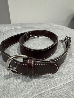 Dooney & Bourke Dark Brown Leather Bag Strap with Silver Hardware